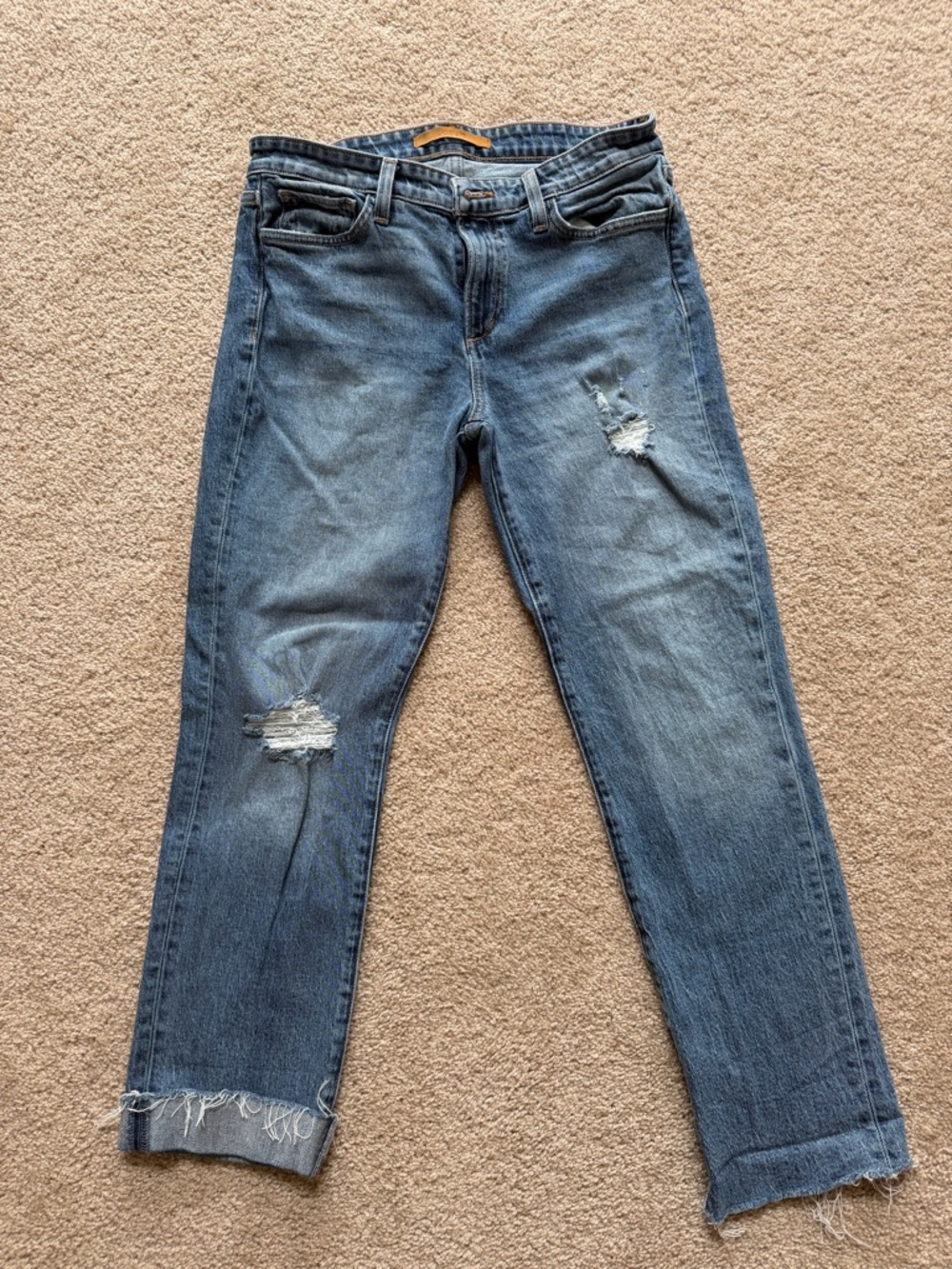 Joe's Jeans Distressed Ankle Straight Crop - Medium Blue